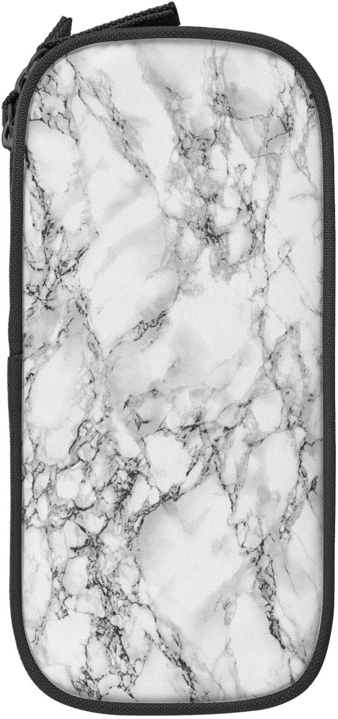 Perinsto Black And White Marble Pencil Case Big Capacity Multi Compartment Stationery Box Pencil Pouch Holder Desk Organizer For School Office Home