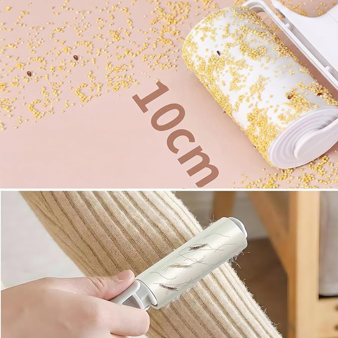 Reusable Lint Roller 2 Pack, Washable Sticky Lint Roller with Cover for Pet Hair, Portable Travel Lint Remover for Clothes, Purse, Furniture, Car, Large Mini Lint Brush for Home and Travel (White)