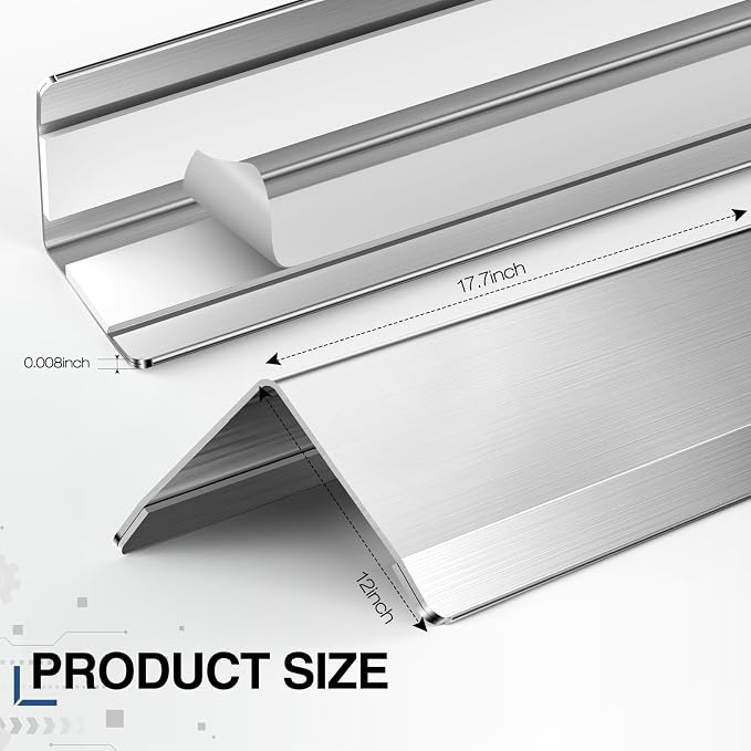 Magicheap 4 Pack Stainless Steel Wall Corner Protector, 17.7in x 1.18in | Self Adhesive, Easy to Install, Arc-shaped Polished, Edge Guard Strip for Walls Furniture Cabinet Shelf Drywall Desk
