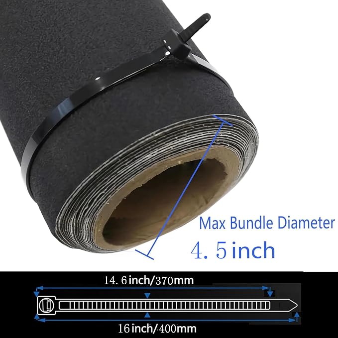 Zip Ties 16 Inch Black Cable Ties Wraps 100 Pcs with 60 Pounds tensile | UV Resistant Weatherproof Cable Ties for Outdoor Use by WANGFA