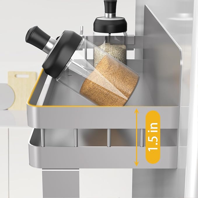 ZUNTO Strong Magnetic Paper Towel Holder for Fridge, Multifunctional Spice Rack Organizer with 2 Detachable Hooks, No Drilling Kitchen Storage for RV & Bathroom, Light Gray