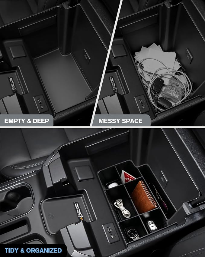 Center Console Lower Armrest Organizer Tray For 2022-2026 Silverado&Sierra 1500/2024-2026 Silverado&Sierra 2500HD/3500HD - Full Console w/Bucket Seats Only
