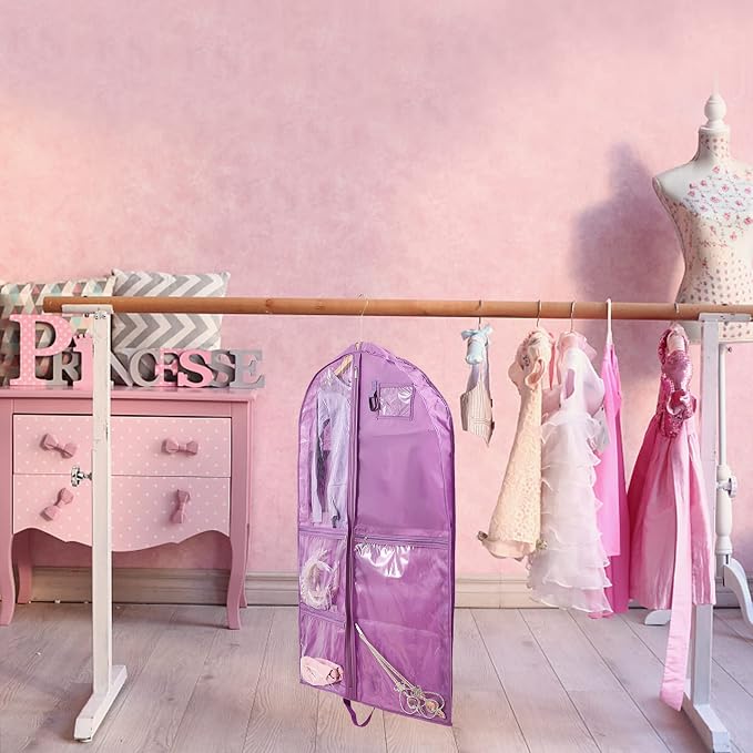 Garment Bag for Dance Costumes,40 inch Dance Garment Bags for Dancers Hanging Clothes Travel Storage,Kids Dance Recital Bags for Competition,Dance Recital Gifts for Girls,Zipper Pockets