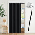 Vatge Magnetic Door Curtain with Rod - W52 x L78, 1 Panel, Black | Thermal Insulated Blackout Curtain for Room Darkening, Room Divider