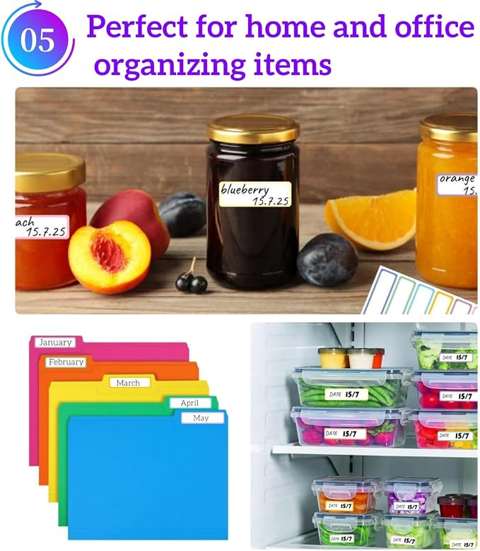 Removable Waterproof Labels 320 pcs for Daycare, Kitchen, Office, Home Organization Projects. Colored Border Labels