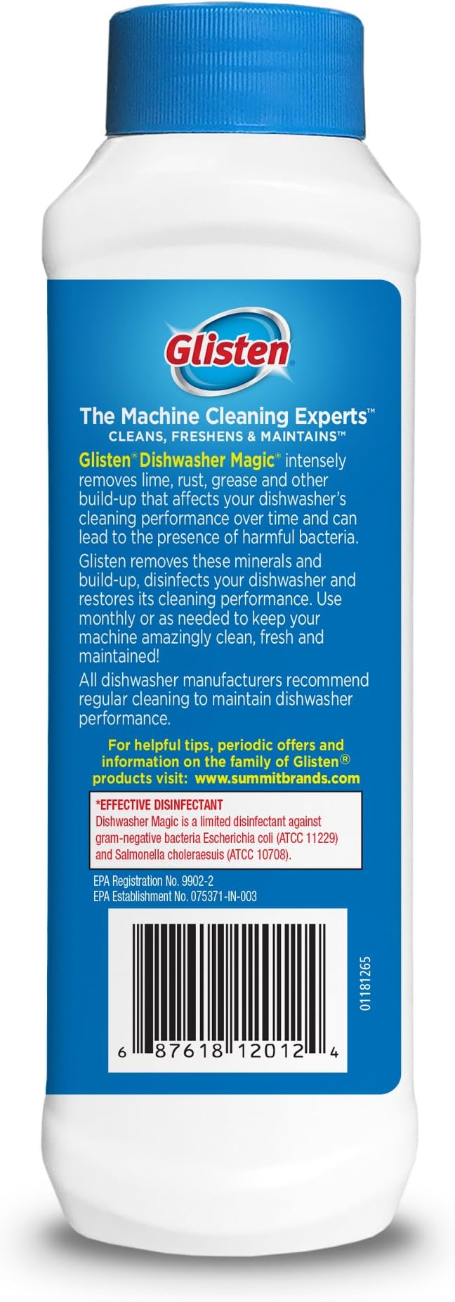 Glisten Dishwasher Magic Disinfectant & Cleaner Lemon 12 Oz (Pack of 2)