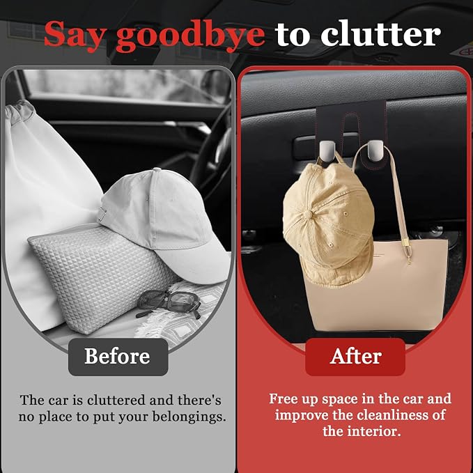 wuyaoyao Car Co-Pilot Glovebox Hooks, Automotive Co-Pilot Glove Box Hanging Storage Hook, Vehicle Purse Hanger Organizer for Handbag Grocery Bag Umbrella, Universal Car Accessories (Double Hooks)