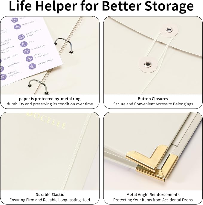 Important Document Organizer – Emergency File Folder Protect Your Family’s Legacy with 3-Ring and Label Pockets, Perfect for Home Office Filing and Gift Giving on Special Occasions