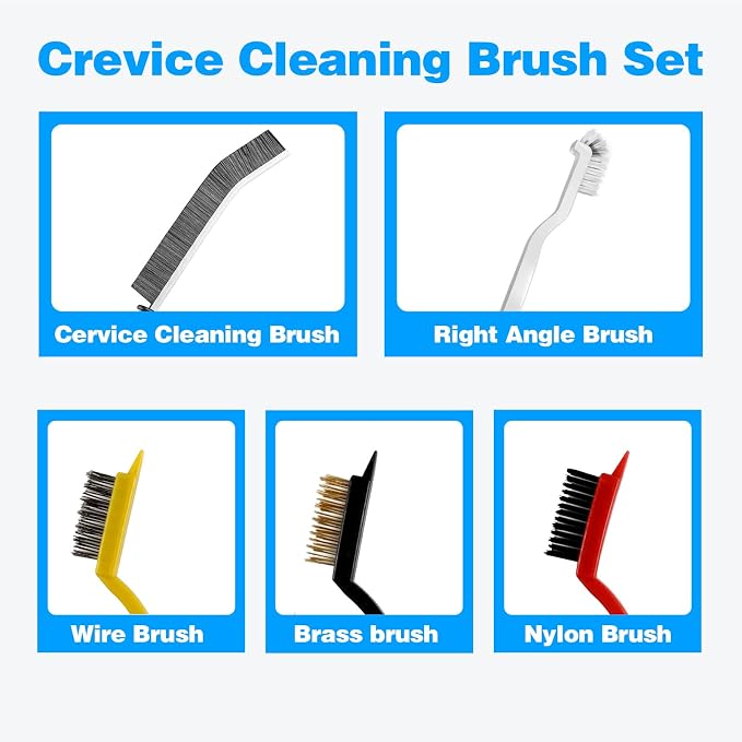 Crevice Cleaning Brush 9-Pack - Heavy Duty Hard Bristle Gap Brush for Deep Cleaning - Ultra-Thin Window Track Cleaning Tool for Shower Grout