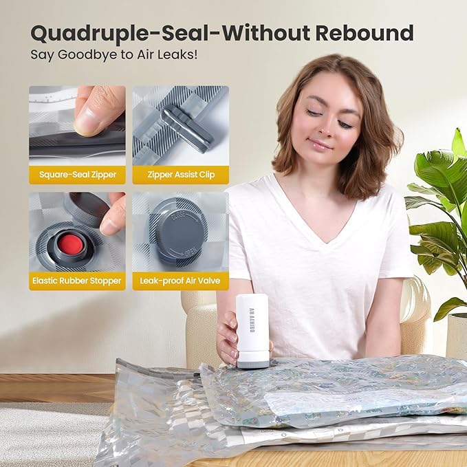 21 Pack Vacuum Storage Bags for Travel with Digital Display Air Pump,Carry-on Packing Bags for Luggage and Suitcase,Space Saver for Clothes