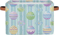 Rectangular Storage Bins Easter Egg Flower Stripes Collapsible Fabric Storage Basket Organizer with Handles for Nursery Bedroom Bathroom