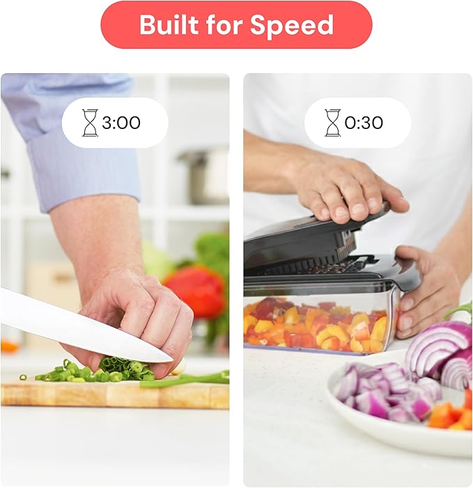 Fullstar Vegetable Chopper & Mandoline Slicer for Kitchen - Food Chopper with Container, Cheese Grater, Home Essentials & Kitchen Gadgets (7 in 1, Black)