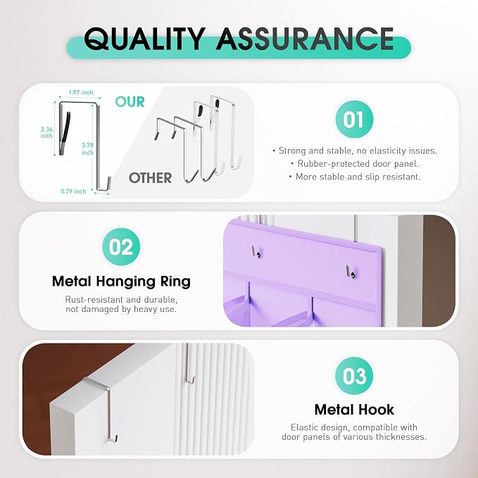 WVM Over the Door Shoe Organizer with 35 Breathable Mesh Pockets, Hanging Shoe Organizer for Door with 4 Metal Hooks, Large Capacity Closet Storage for Shoes, Accessories