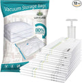 LEFAURA 12 in one pack Vacuum Storage Bags with Hand Pump, Small, Medium, Large and Jumbo size, Space Saving Compression Bags for Clothes, Bedding, Travel, Moving, 80% Storage Reduction