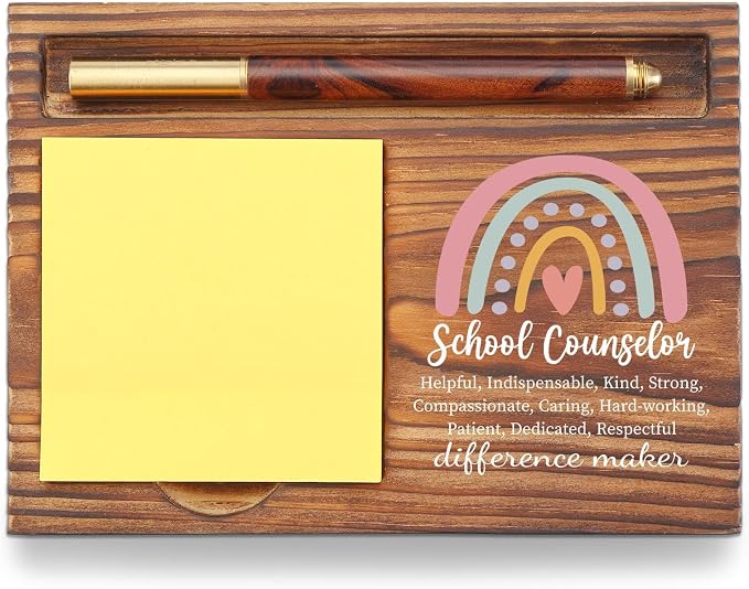 School Counselor Sticky Note Holder, Appreciation Thank You Gift for Psychologist Therapist, Back to School Guidance Gift for Counseling Self-Stick Note Pad Holders TZP61