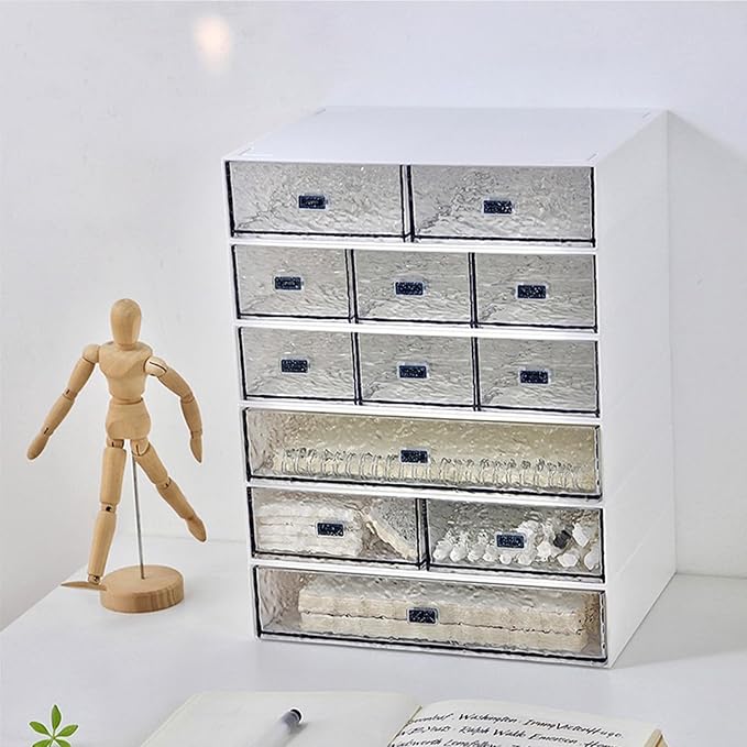 Desk Drawer Organizer, Stackable Plastic Storage Drawer, Grocery Organizer For Stationery/Office Supplies (New White, 1 Compartment)