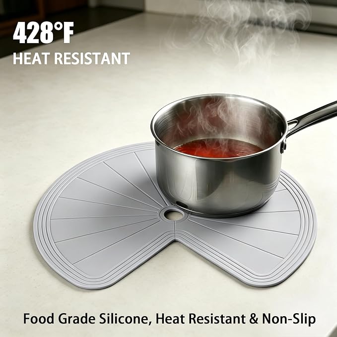 2 PCS Lazy Susan Shelf Liner,Silicone Waterproof Shelf Cabinet Liner,Non Slip Heat Resistant Lazy Susan Liners for Kitchen Cabinet (Grey,27 Inch)