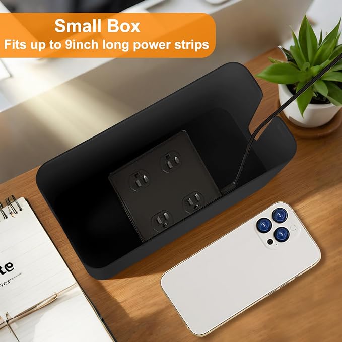 Cable Management Cord Cover Wire Hider Box Concealer Organizer Protector System for Home Theater Entertainment Center Office School (Wood Black)