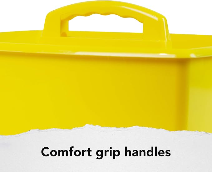Storex 2-Compartment Large Craft Caddy – Multipurpose Classroom Organizer with Handle, Yellow, 1-Pack (00957C06C)