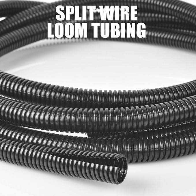 ALLWIN 1/4 inch Split Wire Loom Tubing Wire Conduit - 30 ft Cord Protector Electric Wires Covers, Automotive Wire Flexible Conduit, Plastic Wire Cover (1/4/''-30ft)