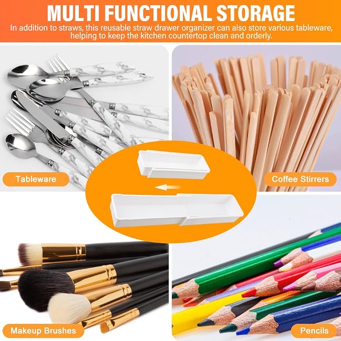 Expandable Straw Organizer – Drawer Insert for Extra Long Straws, Fits Long Straws