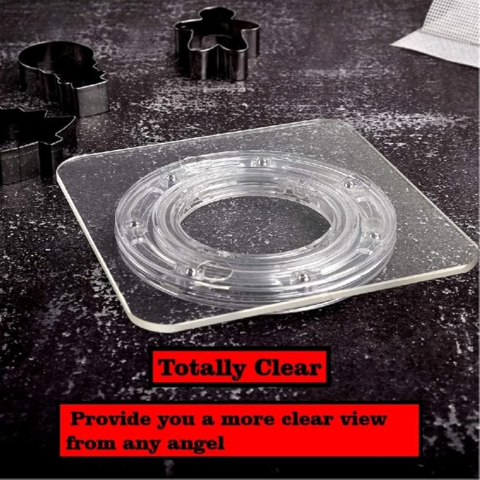 SANGLE SOPFFY 6.4-Inch Square Acrylic Cookie Turntable with Non-Slip Mat | Cake & Cupcake Decorating Rotary Stand (6.4 Inch + Easter Cookie Cutter)