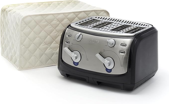 Covermates Keepsakes Toaster Cover – Quilted Appliance Protector for Coutertop Bread Ovens – Dust & Stain Resistant, Washable Slip‑On Design for Countertop Storage, Cream