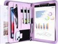 ProCase Portfolio Business Padfolio Folder with Zipper -Purple | Conference Meeting Executive File Legal Document Organizer with Pockets Letter Size A9 Writing Pad Notepad Padfolio