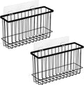 Toplife Wall Door Adhesive Kitchen Wrap Organizer Rack, No Drilling, Black, 2 Pack