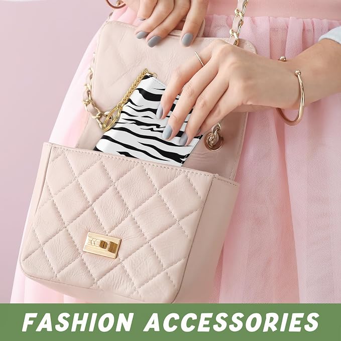 Aiawoxc Credit Card Holder, Small RFID Wallet Slim Leather Card Organizer Case with Zipper and Keychain, Stylish Zebra Print