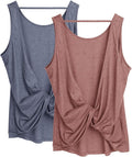 icyzone Women's Open Back High Neck Workout Athletic Gym Tank Tops
