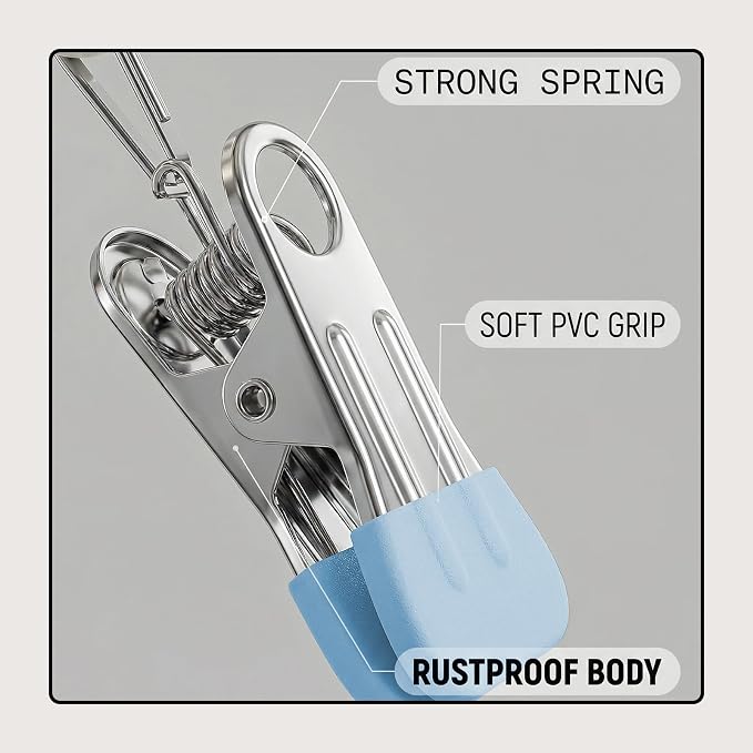 Pants Hangers with 20 Clips, Space Saving Hanging Closet Organizer (Blue) | 360°swivel & non-slip rustproof clips, multi-functional organizer holds leggings, skirts, hats, socks, scarves and lingerie
