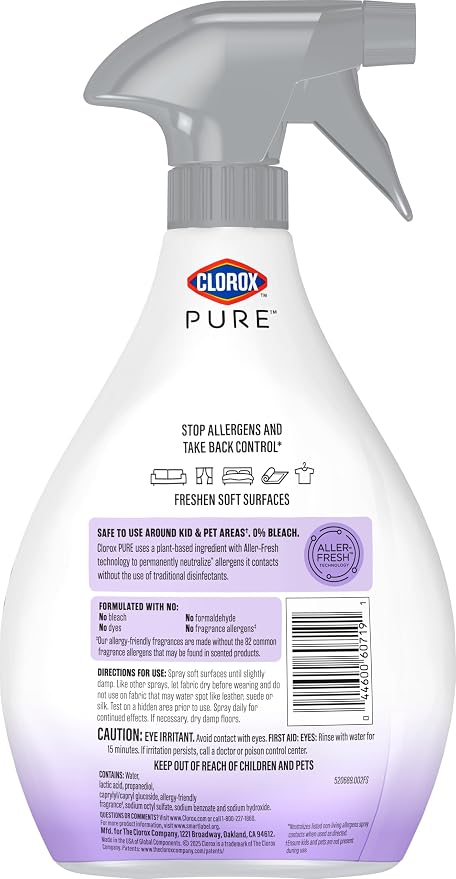 Clorox PURE Allergen Neutralizer Fabric and Carpet Spray, Nighttime Calm, 26 Fluid Ounces (Pack of 2)