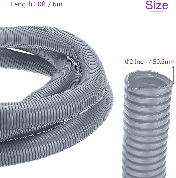 DMiotech 20ft Wire Loom Split Tubing 2 Inch(50.8mm) ID, Cord Protectors from Pet Flexible Conduit Cable Management for Office Home Garden, Gray