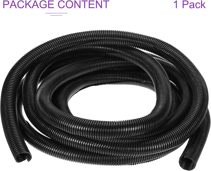 DMiotech 25ft Wire Loom Split Tubing 1 1/2 Inch(38 Mm) ID, Cord Protectors from Pet Flexible Conduit Cable Management for Office, Home, Garden, Black