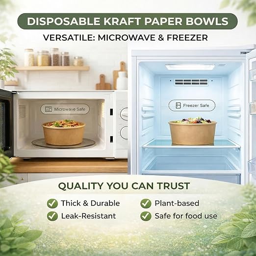 TOPtoper 24 Oz Large Paper Bowls【WITHOUT LIDS】 90 Pack Disposable Soup Bowls Plastic Free Party Supplies for Hot/Cold Food, Soup (24 OZ)
