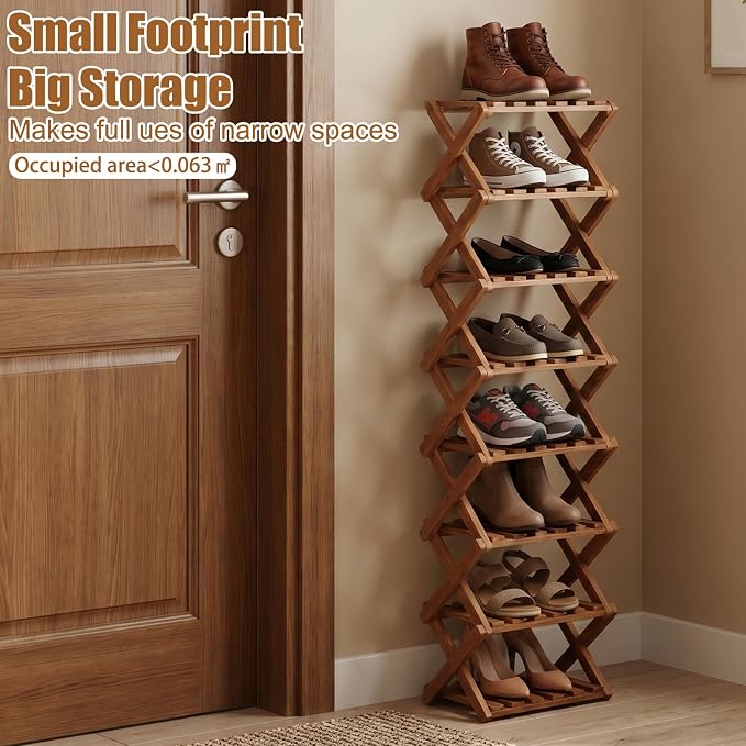 Shoe Racks, Foldable Shoes Organizer FreeStanding Shelf,6 Layers | Foldable design, Free standing, Six layers storage, Suitable for Entryway, Closet, Bedroom, Hallway