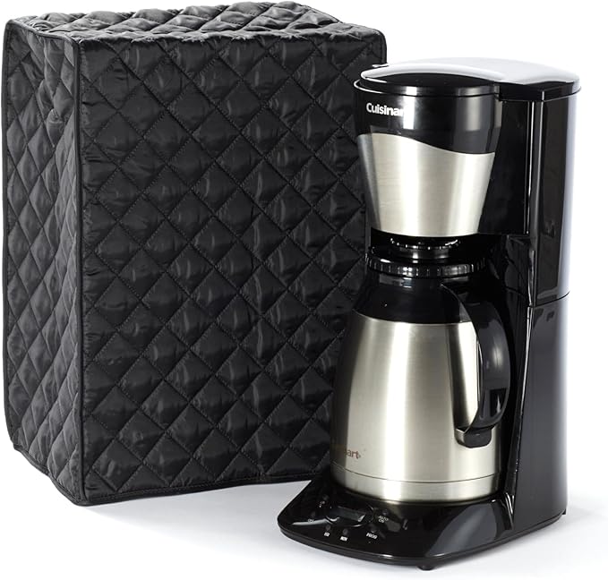 Covermates Keepsakes Coffee Maker Cover – Quilted Appliance Protector for Espresso Makers – Dust & Stain Resistant, Washable Slip‑On Design for Countertop Storage, Black
