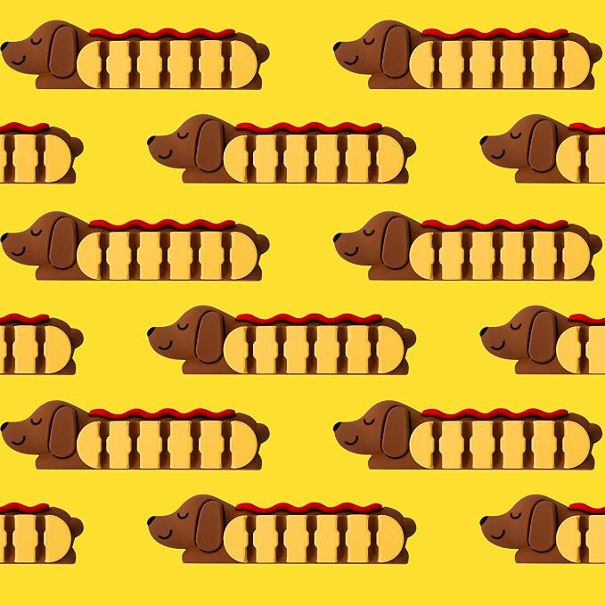 YOBRO Hot Dog Cable Organizer, Dachshund Shaped Adhesive Cord Holder for Desk, 5-Slot PVC Wire Management Clip for Type-C Charging Cable, Cute Kawaii Gift for Office Home Bedroom