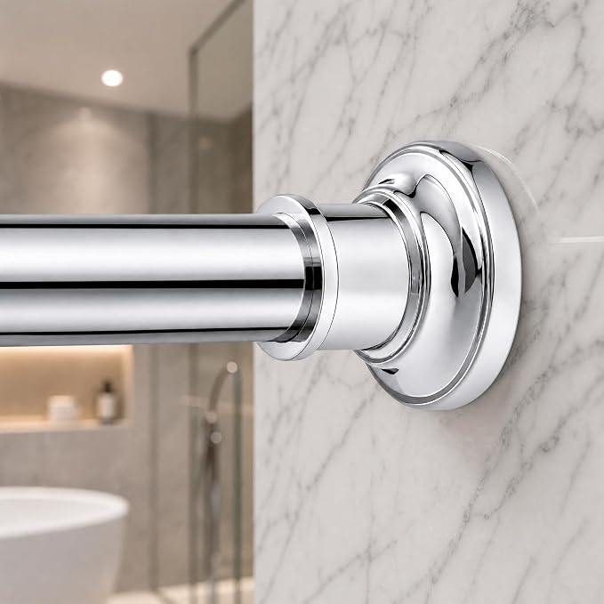 Outdoor Tension Rods No Drilling Curtain Patio Shower Bathroom Curtain Rod Windows Heavy Duty 40-120 Inch Adjustable 1.1 Inch Diameter Thick Spring No Rust