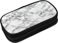 Perinsto Black And White Marble Pencil Case Big Capacity Multi Compartment Stationery Box Pencil Pouch Holder Desk Organizer For School Office Home
