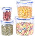 KIGI Food Storage Containers, Clear Cylinder Airtight Canister & Jar with 4-Sided Locking Lid for Coffee Bean, Sugar & Pantry Dry Food, 8 Piece Set, 1.35Cup /2.9Cup /5.2Cup /8.3Cup