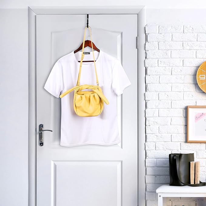Hotop 4 Pieces Over The Door Hooks Hanger Multi Hanging Storage Organizers Valet Hooks for Coats Clothes Hoodies Hats Scarves Purses Keys Bath Towels Robes and More(Black)