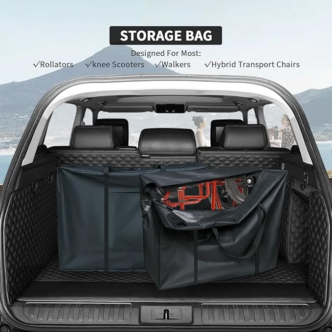 Rollator Travel Bag - Waterproof Wheelchair Bag for Folding Walker Compact Wheelchair Transport Chair Portable Large Duffel Bag Carry Case for Car and Airplane Traveling (37" Lx14 Wx29 H)