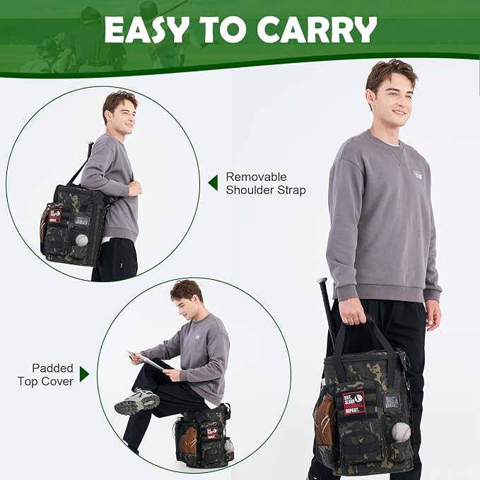 Baseball Bucket Bag, Softball Coaches Bags Fit 6 Gallon Buket | Baseball Coaching Accessories Organizer with Anti-Slip Bottom & Multiple Pockets for Bat, Gloves, Scoreboards