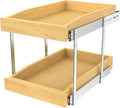 2 Tier Pull Out Cabinet Organizer, 11"W x 21"D Solid Wood Heavy-Duty Base Bottom Assembly Slide out Drawer Shel Cabinet Organization for Kitchen, Pantry, Bathroom