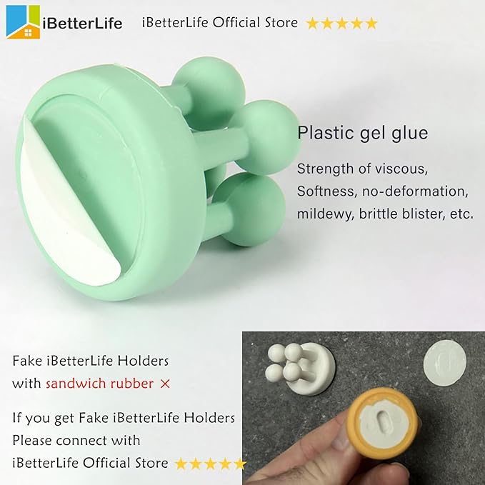 iBetterLife Self-adhesive Silicone Hook Holders - 6Pcs Mounted to Wall for Clipping Hanging Toothbrush Razor Towel Key Plug Cable, Utility Holders for Kitchen Bathroom Home Office Dorm Room Essentials