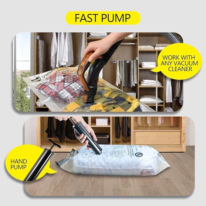 Vacuum Storage Bags, Space Saver Bags for Clothing,Blankets,Comforters, Pillows, Clothes,Travel,12 Combo