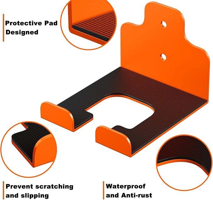 JNIHEEP Garage Organizer Trimmer Rack,Garden Power Tool Hanger,3Pack,Orange | Weedeater Rack, Heavy Duty Weed Whackers Holder Wall Mounted for Grass Trimmer, Hedge Trimmer, Garage Trimmer, Garden Tools