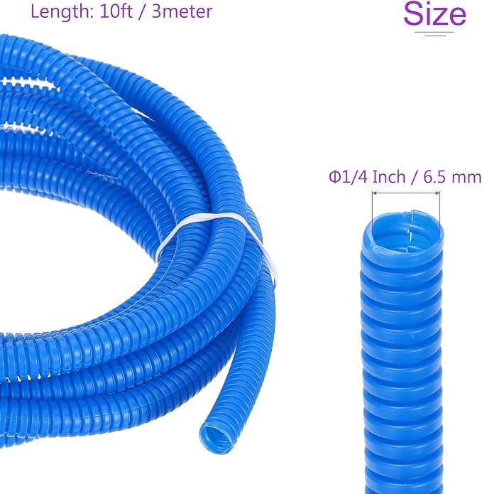 DMiotech 10ft Wire Loom Split Tubing 1/4 Inch(6.5 Mm) ID, Cord Protectors from Pet Flexible Conduit Cable Management for Office, Home, Garden, Blue